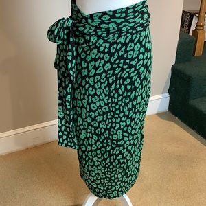 Green cheetah wrap skirt